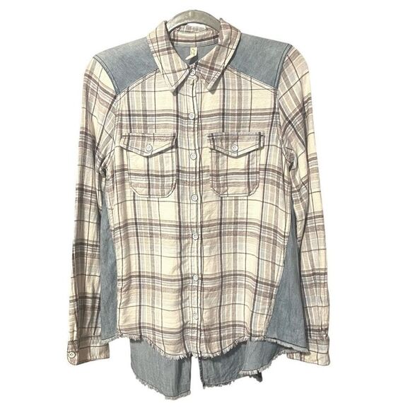 Free People Road Trip Flannel Western Cowgirl Shirt Sz S Preowned - Picture 1 of 6
